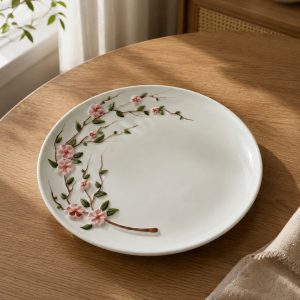بشقاب شیرینی‌خوری کوچک(طرح شکوفه‌های صورتی)