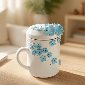 ماگ دمنوش (طرح گل‌های آبی)