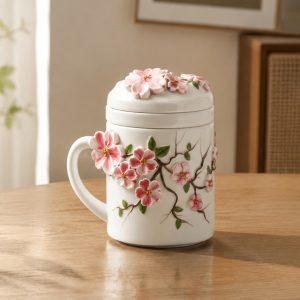 ماگ دمنوش (طرح شکوفه های صورتی)