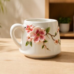 فنجان تک (طرح شکوفههای صورتی)