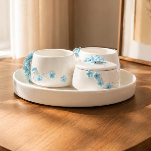 ست پذیرایی دو نفره (طرح گل های آبی)
