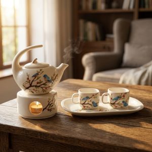 ست پذیرایی چای و قهوه (طرح پرنده آبی)